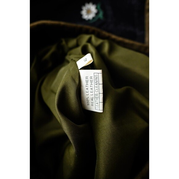 Copacabana Suede leather black quited jacket embroidered floral patchwork L 42 - Picture 4 of 7